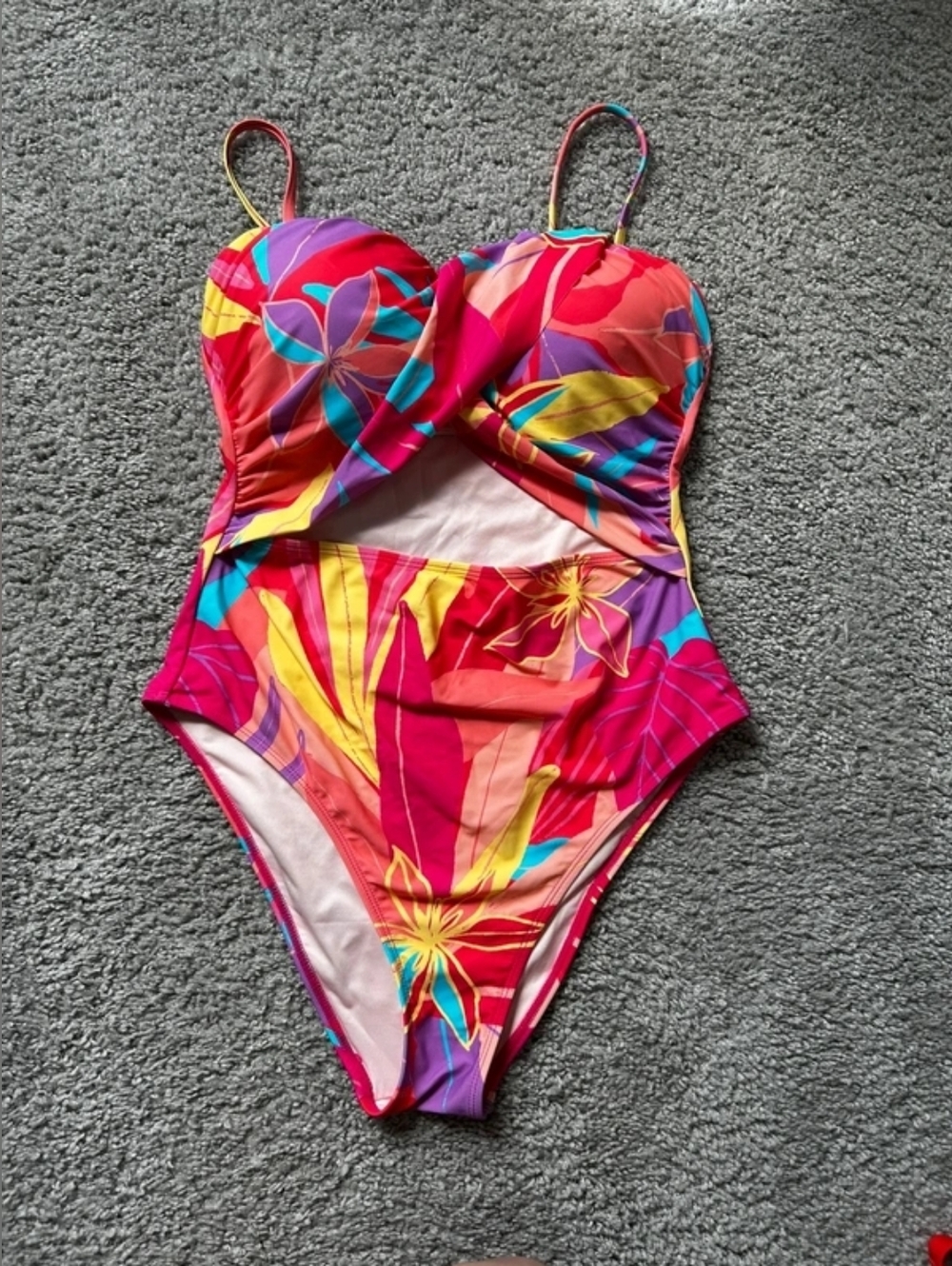 Vibrant Tropical One-Piece Swimsuit - Pink Multi